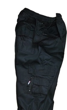 Męskie Czarne płócienne bojówki pas 125cm roz. 4XL