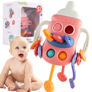 ZABAWKA SENSORYCZNA GRZECHOTKA BUTELKA MONTESORI DLA NIEMOWLĄT DLA DZIECI