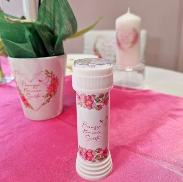 МЫЛЬНЫЕ ПУЗЫРЬИ Первое Святое Причастие, подарок с розовыми цветами