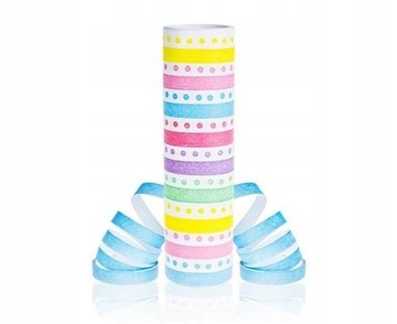 Serpentyna papierowa GROSZKI paski TĘCZOWE 18p/4m
