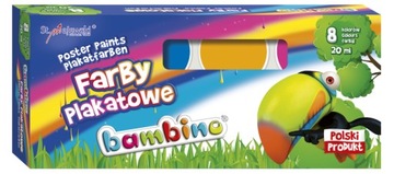 Farby Szkolne Plakatowe Bambino 8 Kolorów 20ml