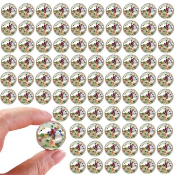 100x PIŁECZKA PIŁKA KULKA KAUCZUKOWA GWIAZDKI SKACZĄCA SENSORYCZNA 27mm