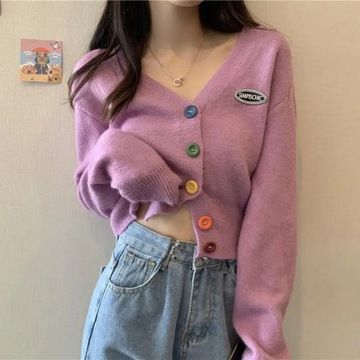 Knit Korean Crop Sweaters Cardigan For Women Overs
