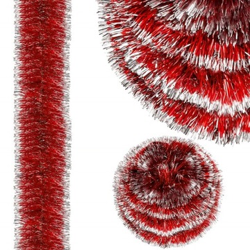 ŁAŃCUCH CHOINKOWY czerwony 6m GIRLANDA ŚWIĄTECZNA NA CHOINKĘ XXL gruby 7cm