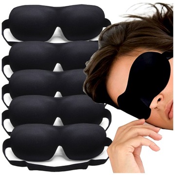 5X USZTYWNIANA MASKA OPASKA NA OCZY DO SPANIA B NOS C NA GUMKĘ DO SNU KPL