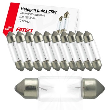 ŻARÓWKA ŻARÓWKI 12V RURKA C5W festoon 36MM RURKOWE 10szt
