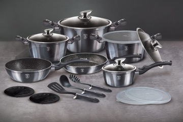 Набор кастрюль 18 шт. Carbon Pro Металлическая линия Berlinger Haus
