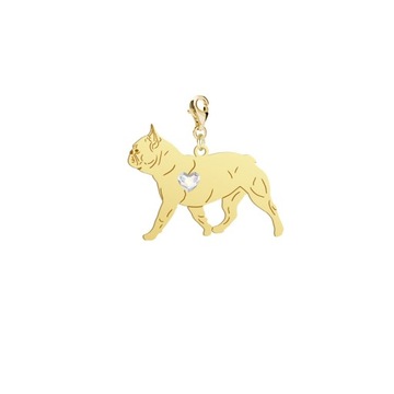 Charms Złoty Bulldog Francuski 925 Prezent Biżuteria DEDYKACJA GRATIS
