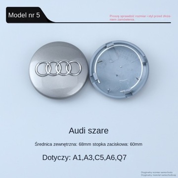 КРЫШКИ ЗАГЛУШКИ КОЛПАКИ ДЛЯ ДИСКОВ AUDI - 69 ММ - ЧЕРНЫЕ 4 ШТ.