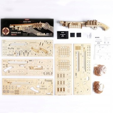 DREWNIANE PUZZLE 3D STRZELBA PISTOLET NA GUMKI ROBOTIME