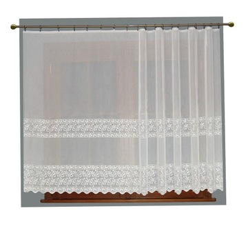 14561 Firana na metry woal gładki haftowany wys.120cm