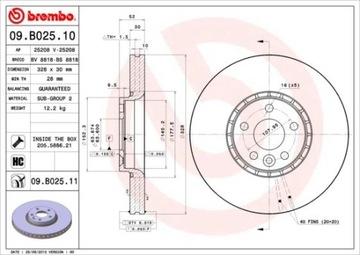 BREMBO 09.B025.11 Tarcza hamulcowa (1szt)