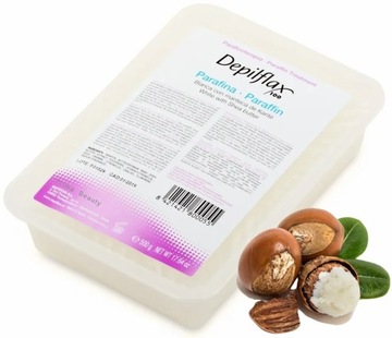 DEPILFLAX Parafina kosmetyczna biała 500g Masło SHEA Karite 650ml Hiszpania