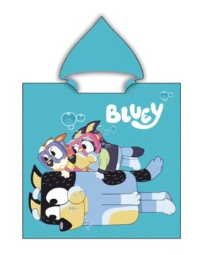 PONCZO BLUEY RĘCZNIK PLAŻOWY KĄPIELOWY Z KAPTUREM PONCHO PIESEK BLUE BINGO