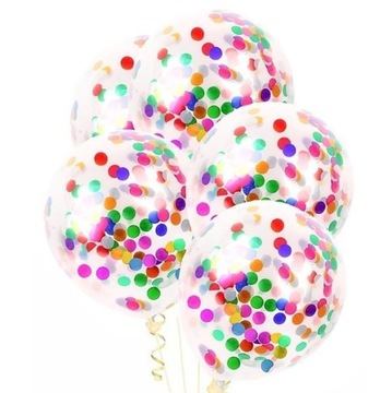 Balony transparentne z kolorowym konfetti 30 cm