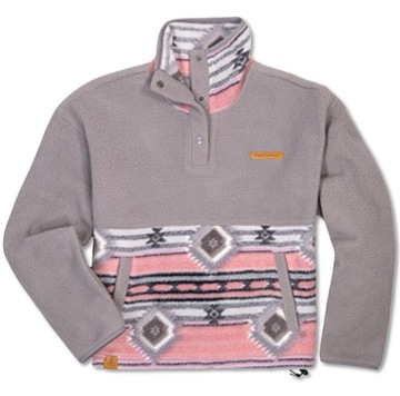 Bluza damska polar Simply Southern szara Quarter Snap wzór aztecki r. XXL
