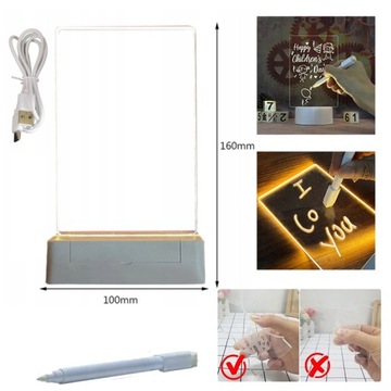 Notatnik Tablica LED Kreatywna Lampka Nocna USB