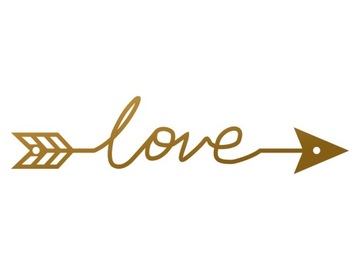 Dekoracja ścienna metalowa Love strzała 40 cm złoty