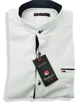 МУЖСКАЯ БЕЛАЯ РУБАШКА С ВОРОТНИКОМ-СТОЙКОЙ 07 БЕЛАЯ XXXL