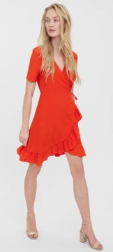 Krótka modna sukienka letnia vero moda orange S