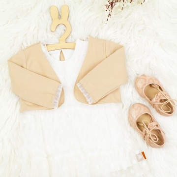 Бежевый свитер-болеро для крещения 56/62 LUKRENCJA