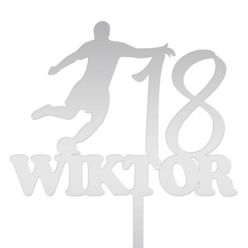 TOPPER TORT NAPIS URODZINY IMIĘ PIŁKARZ SREBRNY