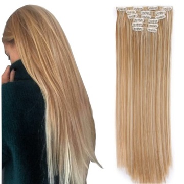 CLIP IN Doczepiane Włosy 6 Taśm 60cm DOPINKI Doczepy WŁOSY NA SPINKI 27h613