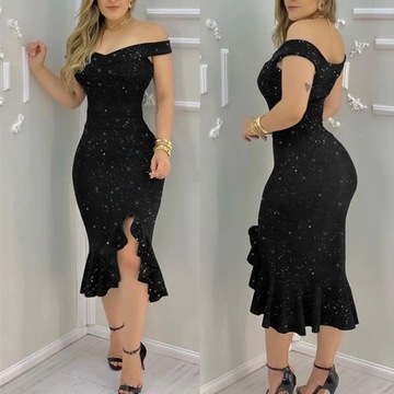 Women Off shoulder Sexy Sequin Full Sleeve Tight H