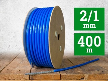 Linka lina stalowa w PCV 1/2mm 400m niebieska 1x7