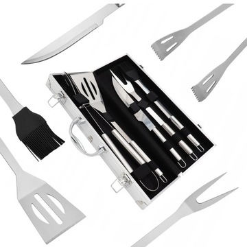 ZESTAW WALIZKA SZTUĆCE AKCESORIA DO GRILLA 5 EL.