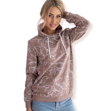BLUZA DRESOWA DAMSKA BAWEŁNIANA W KWIATY KOMIN S