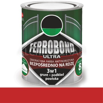 FARBA OKRĘTOWA NA RDZĘ STAL METAL Ferrobond RED