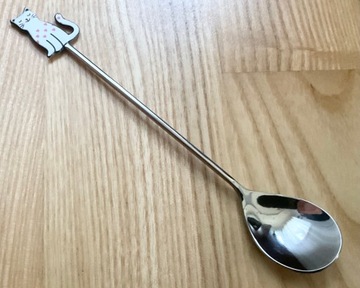 ŁYŻECZKA KOT KOTEK DO HERBATY DESERÓW Z KOTKIEM CHROM OLDMAN PREZENT 14cm