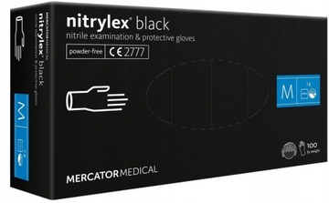 Rękawice jednorazowe nitrylowe Mercator Medical r. M czarne 100 szt.