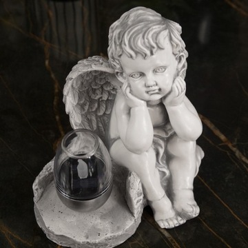 СЕРАЯ ГИПСОВАЯ ФИГУРКА Гробница СОЛНЕЧНАЯ СВЕТОДИОДНАЯ ЛАМПА