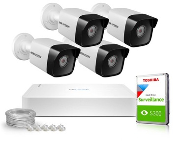 Zestaw Monitoring Hilook NVR-4CH-H/4P, 4x DS-2CD1041G0-I/PL 2.8MM HIKVISION