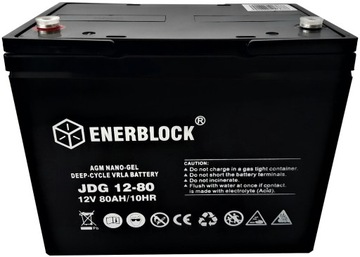 AKUMULATOR ŻELOWY HYBRID AGM 12V 80Ah DO ŁODZI KAMPERA UPS FOTOWOLTAIKI