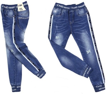 JOGGERY miękkie SPODNIE jeans 164C DRIVE 122/128
