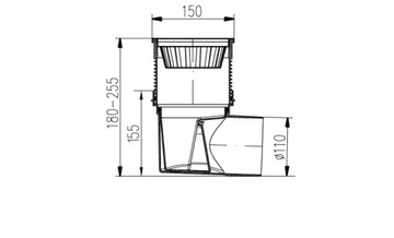 Трап для пола DN110, АНТИЗАПАХ, РЕГУЛИРУЕМАЯ СТАЛЬ