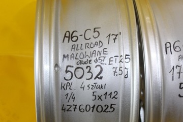 4× DISK HLINÍK AUDI OE ALLROAD 7.5" X 17" 5X112