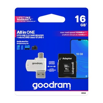 Karta pamięci GOODRAM microSDHC 16GB Adapter