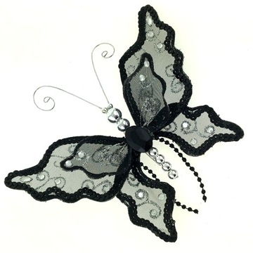 ЧЕРНАЯ БАБОЧКА 13 см БАБОЧКИ набор 2 шт КЛИПС