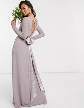 TFNC fioletowa szyfonowa koktajlowa sukienka 38