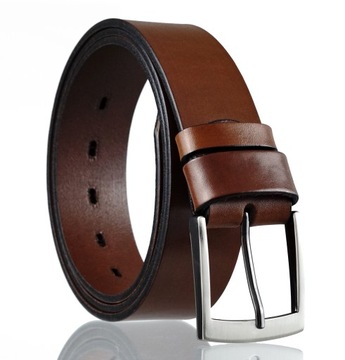 SKÓRZANY MĘSKI PASEK BLAKARDO 4 CM BRĄZOWY 130