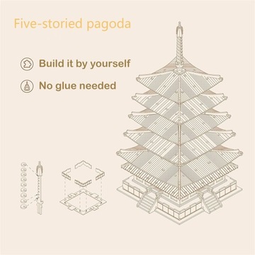 Деревянный пазл 3D Robotime Pagoda