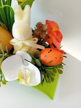 STROIK WIELKANOC GLAMOUR DEKORACJA WIĄZANKA CMENTARZ ZAJĄC IKEBANA WIOSENNY
