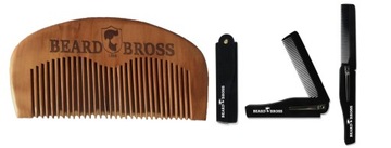 BEARD BROSS Щетка для бороды, щетина кабана, сумка, шаблон, расческа, дерево