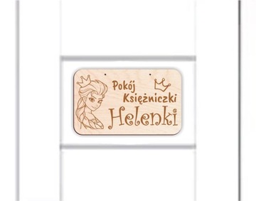 Drewniana TABLICZKA na drzwi pokoju z DOWOLNYM imieniem dziecka samolot