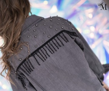 ДЖИНСОВАЯ КУРТКА MAŁAMI ГРАФИТОВЫЕ БУСЫ 122 - 128