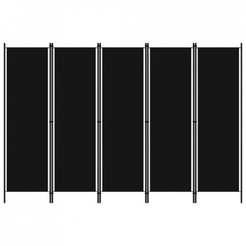 Parawan 5-panelowy, czarny, 250 x 180 cm